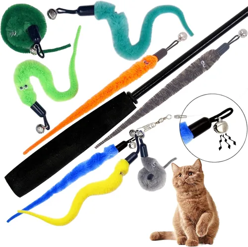 Vista 6 de Recambios de gusano de juguete para gatos, 12 piezas interactivas para gatos