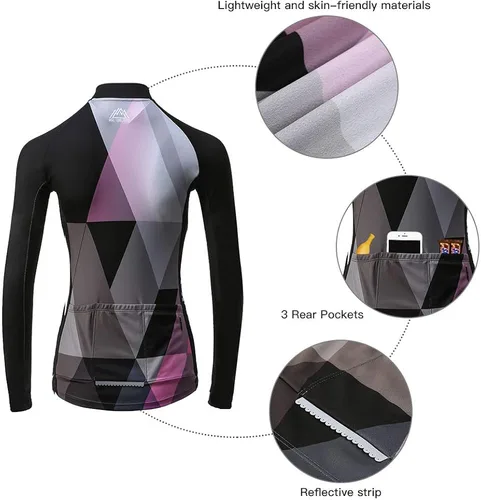Vista 4 de Mysenlan - Conjunto de camiseta de ciclismo de manga larga transpirable con acolchado 3D, pantalones largos para bicicleta