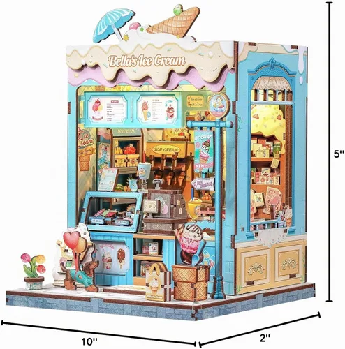 Vista 8 de CUTEBEE Kit de rincón de libros, kit de casa de muñecas en miniatura