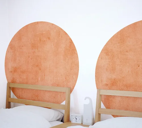 Vista 4 de Calcomanía de pared circular con estampado pastel, medio círculo, semicírculo, decoración de pared, geométrico, guardería, despegar y pegar