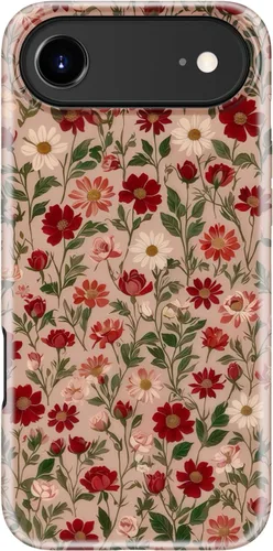 Vista 84 de Funda para iPhone 12 Mini, compatible con carga inalámbrica, protección de doble capa con elegante diseño de flores silvestres, silicona suave +