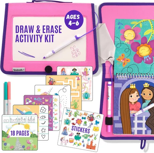 Vista 15 de Totebook Libro de Actividades Educativas de Viaje para Niños con Marcadores Lavables - Actividades de Auto y Avión, Juguetes Educativos para Niños