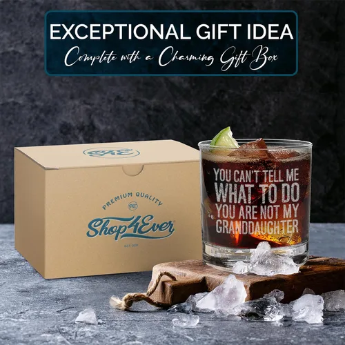 Vista 6 de shop4ever Vaso de whisky grabado con texto en inglés "You Can't Tell Me What To Do You Are Not My Granddaughter - Regalo para el Día del Padre