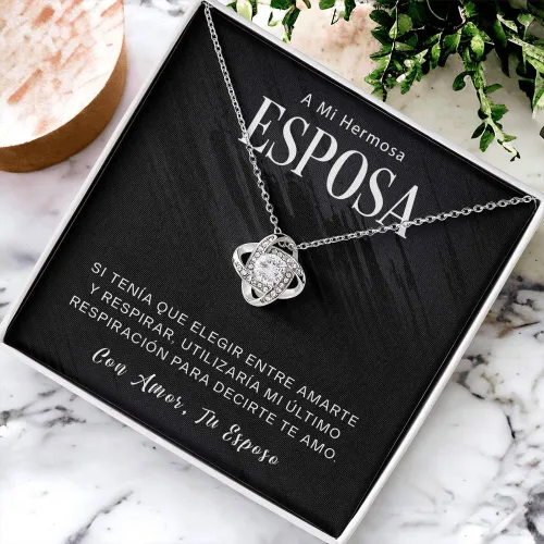 Vista 4 de Collar de regalo para mi esposa - Regalo para mi esposa especial, collares de promesa es para siempre, regalo para mi esposa, mi alma gemela