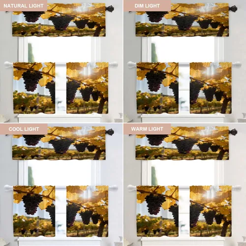 Vista 41 de Shrahala Orange Autumn Autumn Blackout Curtain Tiers, Fall Kitchen Valance Light Blocking Tier Drapes with Rod Pocket, 2 Pack 26 X 24 in