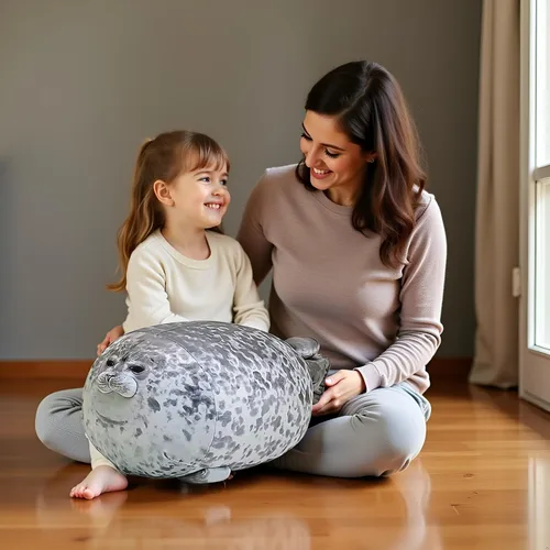 Vista 7 de Ryttir Animal de peluche grande de 24 pulgadas, diseño de focas suaves de peluche para dormitorio, divertidos regalos de San Valentín para mujeres