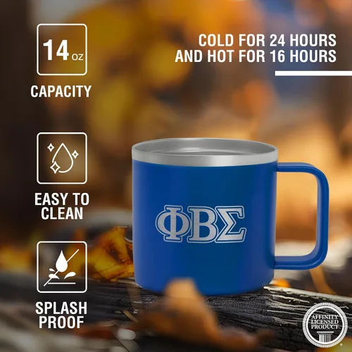 Vista 4 de BBGreek Phi Beta Sigma Fraternity Paraphernalia – Vendedor Oficial – Taza de café aislada de 14 oz – Letras griegas – Escudo