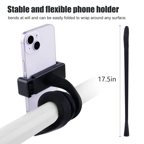 Vista 2 de Soporte de teléfono para cochecito de bicicleta, soporte flexible para cochecito de bicicleta con agarre de brazo antideslizante, abrazadera