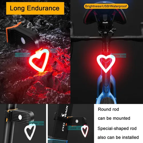 Vista 3 de Luz trasera LED recargable para bicicleta, luz trasera para montar de noche, ciclismo, parte trasera brillante, accesorios de bicicleta de montaña