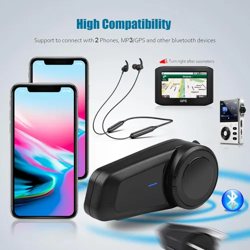 Vista 4 de QSPORTPEAK M2 - Intercomunicador de auriculares Bluetooth para casco de motocicleta, dúplex completo, inalámbrico para 6 conductores/alcance 3,280.8