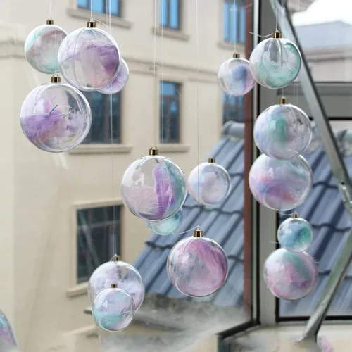 Vista 7 de AMS Paquete de 30 adornos acrílicos transparentes rellenables de 2.75 pulgadas, bolas de plástico de Navidad para decoración de bodas, adornos