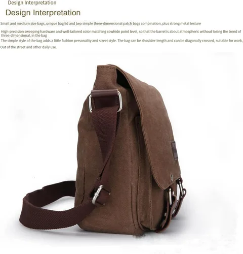 Vista 6 de Bolso de mensajero para hombre Gutim de lona, bolso de hombro retro cruzado mochila militar, Gris