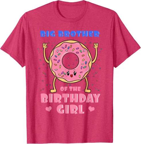 Vista 33 de Big Brother Of The Birthday Girl Donut Bday Party Bro Sib Camiseta, Negro, S