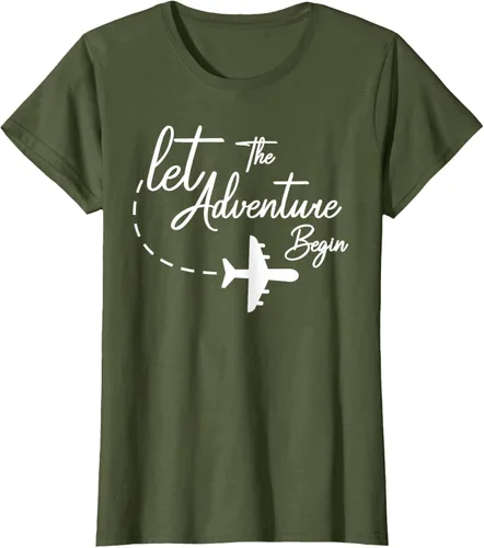 Vista 94 de Let The Adventure Begin - Camiseta inspiradora en modo de viaje en avión, Negro, S