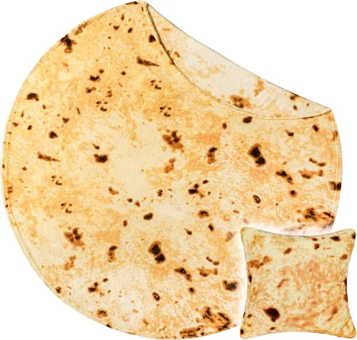 Vista 24 de Bnuitland Burritos - Manta de tortilla de 300 GSM, regalo divertido gigante de doble cara, realista, súper suave, manta de comida para niños