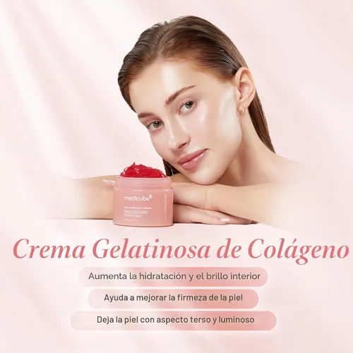Vista 3 de medicube Crema de gelatina de colágeno, niacinamida y colágeno hidrolizado liofilizado, aumenta la hidratación de la barrera de la piel y da un