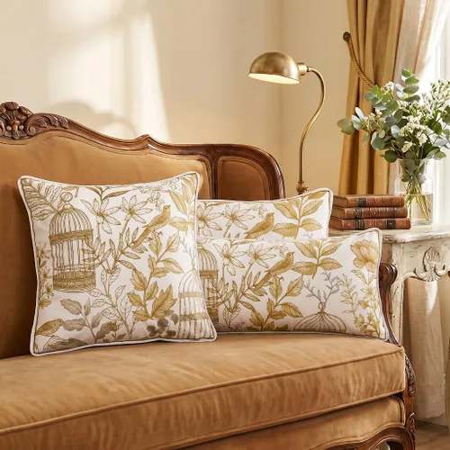 Vista 9 de patdrea Funda de almohada de terciopelo francés de diseño, 18 x 18 pulgadas Aviario
