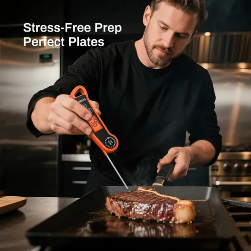 Vista 6 de Termómetro de carne de lectura instantánea, termómetro digital de carne con lectura rápida de 0.5 segundos, termómetro de cocina impermeable IPX5