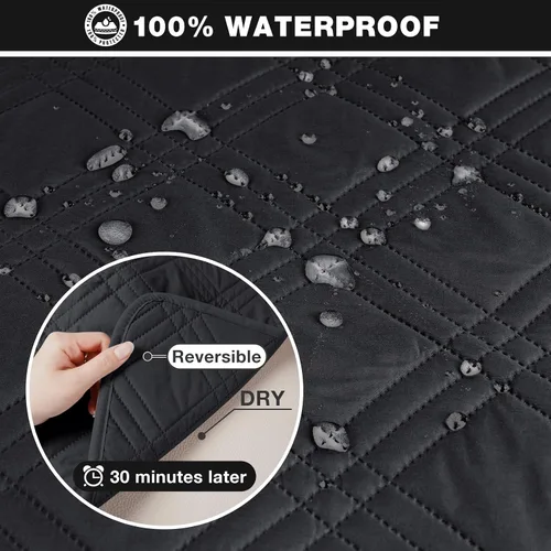Vista 3 de TAOCOCO Fundas de Sofá Seccional 100% Impermeables en Forma de L, Fundas de Sofá de 3 Piezas, Funda de Chaise Lounge para Mascotas y Niños, Fundas