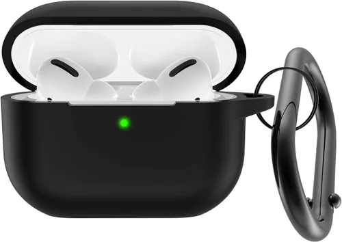 Vista 18 de Funda para Airpods Pro 2 con llavero, funda protectora de silicona suave rosa para Apple Airpods Pro Gen 2, LED frontal visible
