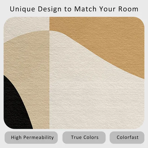 Vista 4 de Geometric Runner Rug 2x4 Small - Hallway Runner Rug Retro Mid Century Modern Abstract Pattern, Non Slip, Washable, Geometric Home Decor Carpet for