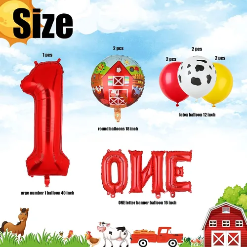 Vista 2 de Globos de animales de granja, vaca, cerdo, globo con temática de animales de granja, fiesta de primer cumpleaños Globos de animales que caminan