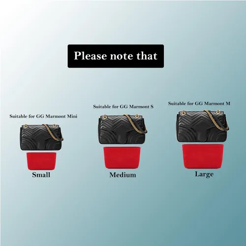 Vista 6 de Organizador de bolso de fieltro con bolsillos, mini bolso moldeador para bolso de hombro GG Marmont Matelasse, se convierte en bandolera (M, rojo)