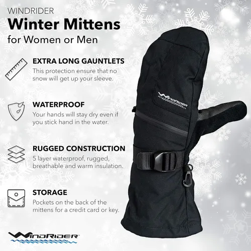 Vista 2 de Guantes de invierno resistentes e impermeables Guantes extra largos Tabla de snowboard, esquí, pesca en hielo, mitones Peso medio