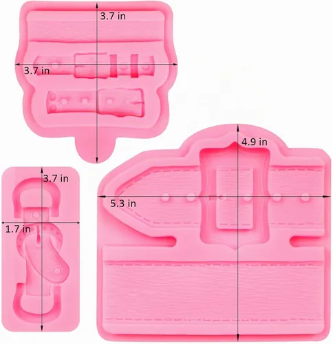 Vista 2 de Moldes de silicona para cinturón, moldes de chocolate, molde para hornear para decoración de pasteles, decoración de cupcakes, caramelo, azúcar