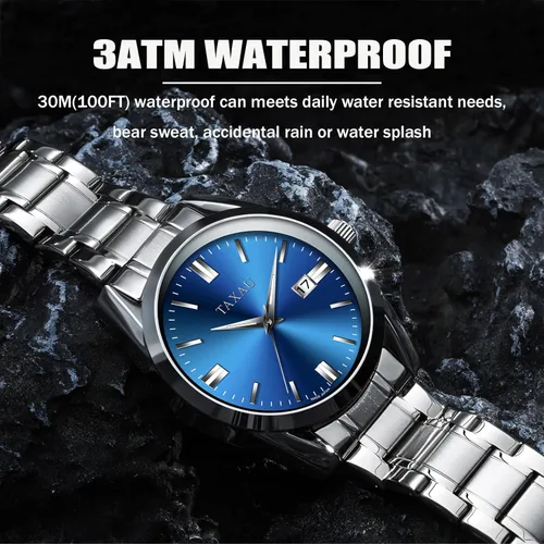 Vista 2 de Mens Silver Watch Luxury Minimalist Dress Watch Classic Waterproof Watches for Men Analog Quartz Stainless Steel Men's Wrist Watches with Date