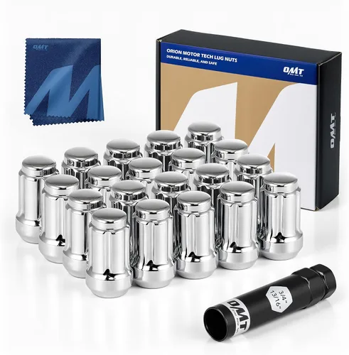 Vista 32 de OMT 1/2 "-20 tuercas de llanta con asiento de cono, juego de 20 tuercas de llanta con 1 llave de enchufe Tuercas de rueda compatibles con Dodge