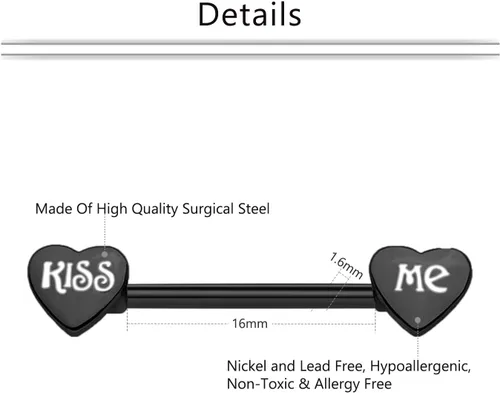 Vista 2 de Mayhoop - Piercing para pezón de barra de acero inoxidable de 0.49 onzas para mujer y hombre