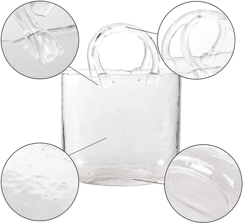 Vista 3 de Purse Vase for Flowers, Multifunctional Flower Vase Shopping Bag Vase Glass Pocketbook Vase, for Floral Arrangement Centerpiece Home