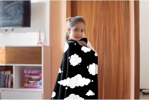 Vista 7 de Sumedha Manta de nube en blanco y negro, regalo de nube para niñas y niños, franela ligera súper suave, extra pequeña de 40 x 30 pulgadas