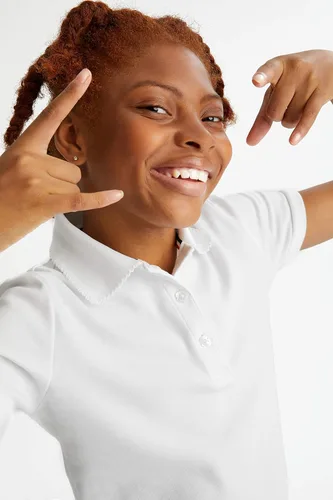 Vista 6 de French Toast - Camisa de uniforme escolar de manga corta con cuello picot para niña (estándar y plus)