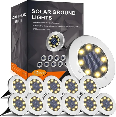 Vista 9 de INCX Luces solares de 4.6 pulgadas impermeables para exteriores, paquete de Cold