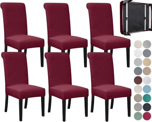 Vista 11 de SPRINGRICO Paquete de 2 fundas para sillas de comedor con cinturón de seguridad, fundas elásticas para sillas Parsons lavables, fundas protectoras