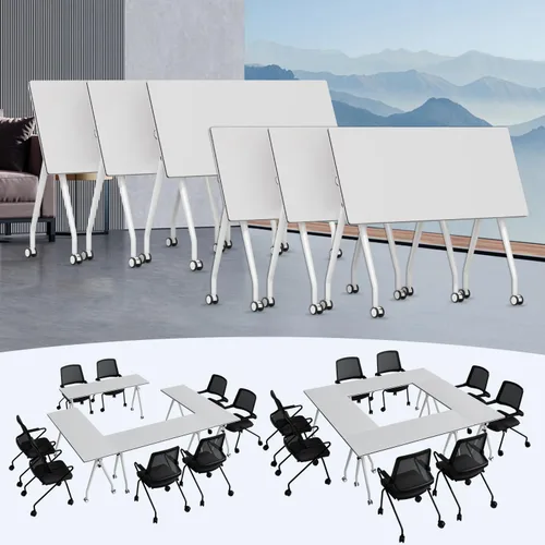 Vista 18 de Paquete de 2 mesas de conferencias plegables, mesa de reunión modular de 1915-gris