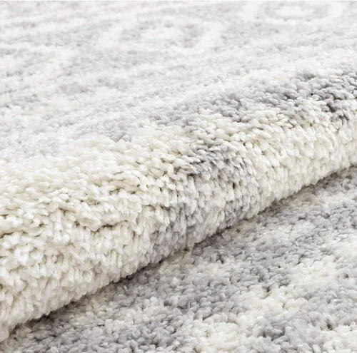 Vista 4 de Well Woven Madison Shag Cossima - Alfombra tribal marroquí gris de 5 pies 3 pulgadas x 7 pies 3 pulgadas, crema, 5 pies 3 pulgadas x 7 pies 3