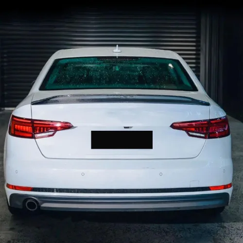 Vista 2 de Alerón de maletero de fibra de carbono compatible con Audi A4 S4 B9 2017-2024 Alerón exterior de pico de pato Alerón de maletero Cola Cubierta
