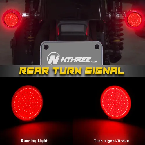 Vista 5 de NTHREEAUTO 1157 Luces de giro LED de 2 pulgadas estilo bala delanteras y traseras, kit de cubiertas de lentes ahumadas, bombillas SMD compatibles