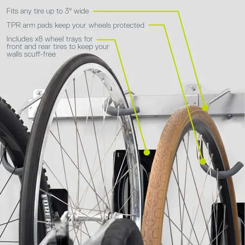 Vista 5 de Delta Cycle - Soporte de pared para bicicleta de garaje - Perchas de bicicleta para garaje - Estante de almacenamiento de bicicletas para MTB