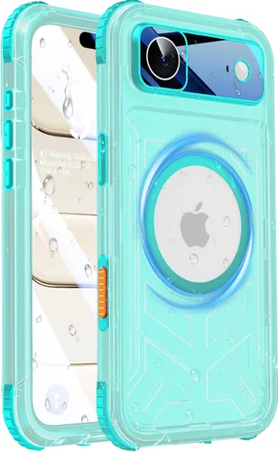 Vista 15 de Funda impermeable para iPhone 15 con Magsafe, protector de pantalla, cordón, IP68 militar de cuerpo completo a prueba de golpes, para deportes
