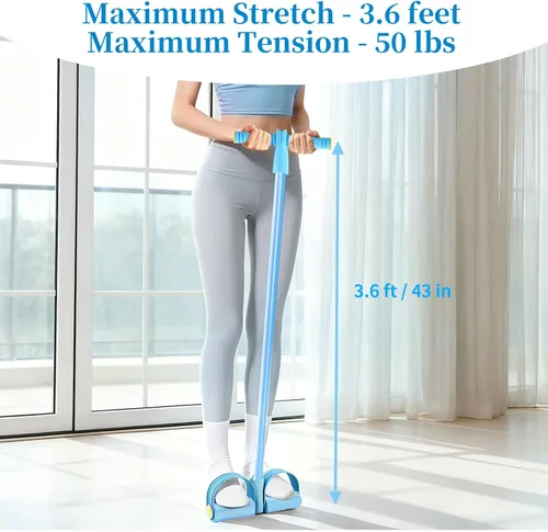Vista 7 de Pedal Resistance Bands with Handles, Upgrade 6-Tubes Elastic Bands for Exercise, Natural Rubber Foot Pedal Resistance Bands, Multifunction Fitness