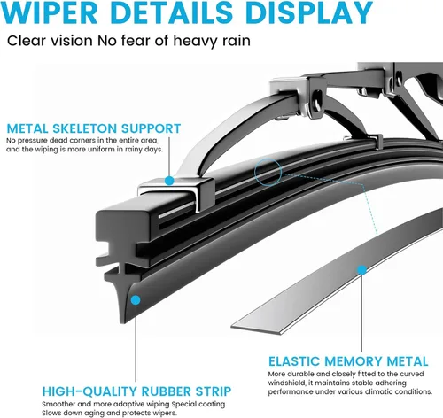 Vista 6 de VTOGOI® Juego de limpiaparabrisas de repuesto para Jeep Wrangler 1997-2006, calidad original de fábrica para mi automóvil, 13 + 13 pulgadas