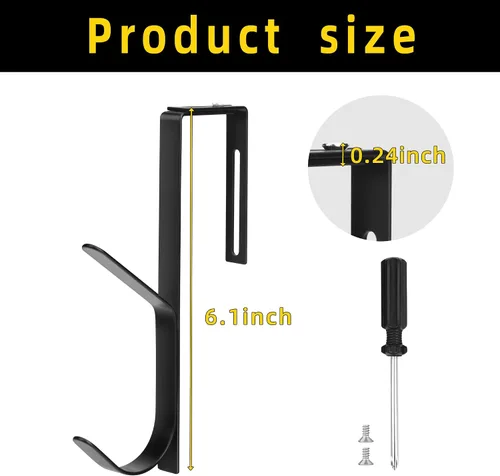 Vista 2 de Wehhbtye Ganchos Dobles Ajustables para Abrigos, Gancho Grueso para Abrigos de Pared de Cubículo, Gancho Doble de Metal Sobre el Panel Ajustable