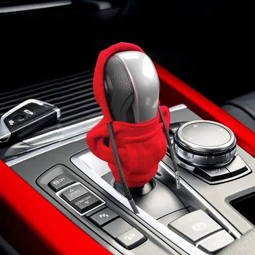 Vista 3 de Osilly Funda para palanca de cambios de automóvil, mini sudadera con capucha y diseño de suéter de moda, protector de perilla de palanca de cambios