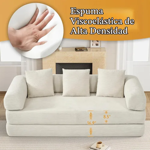 Vista 6 de DAMAIFROM Sofá cama convertible para suelo, sofá deshuesado, color beige