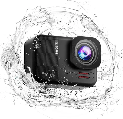 Vista 6 de Cámara de acción 4K60FPS con pantalla táctil, cámara subacuática impermeable de 131.2 ft con tarjeta SD de 64 G, cámara de estabilización de 6 ejes