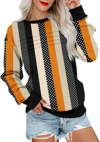 Vista 30 de Sudaderas para mujer, cuello redondo, manga larga, suave, ajuste holgado, ropa de primavera y otoño 2026, S-2XL